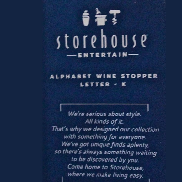 STOREHOUSE ENTERTAIN ALPHABET K WINE STOPPER - Picture 3 of 3